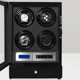 Arcanent 4 + 2 Slot Watch Winder LCD Digital Black Quality Made w/ Ball Bearings