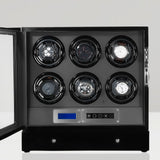 Arcanent 6 + 2 Slot Watch Winder LCD Digital Black Quality Made w/ Ball Bearings